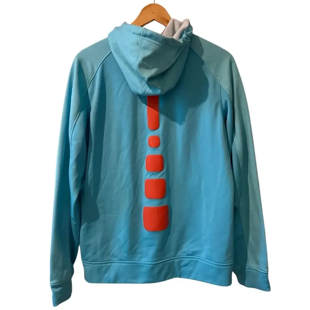 Nike Elite Zippered Hooded Basketball Sweatshirt Light Blue M